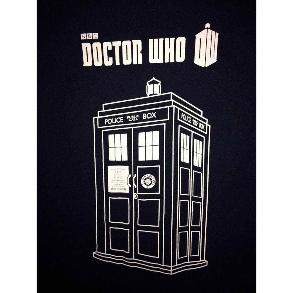 BBC TV DR. WHO TARDIS T Shirt XL Graphic Tee Official Tag Navy & White